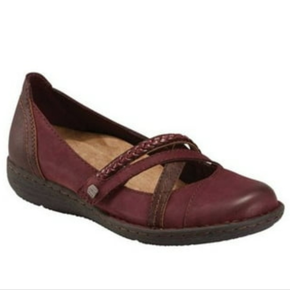 Earth Origins Tamara Toriana Leather Slip-On Mary Jane Loafers Merlot Size 7